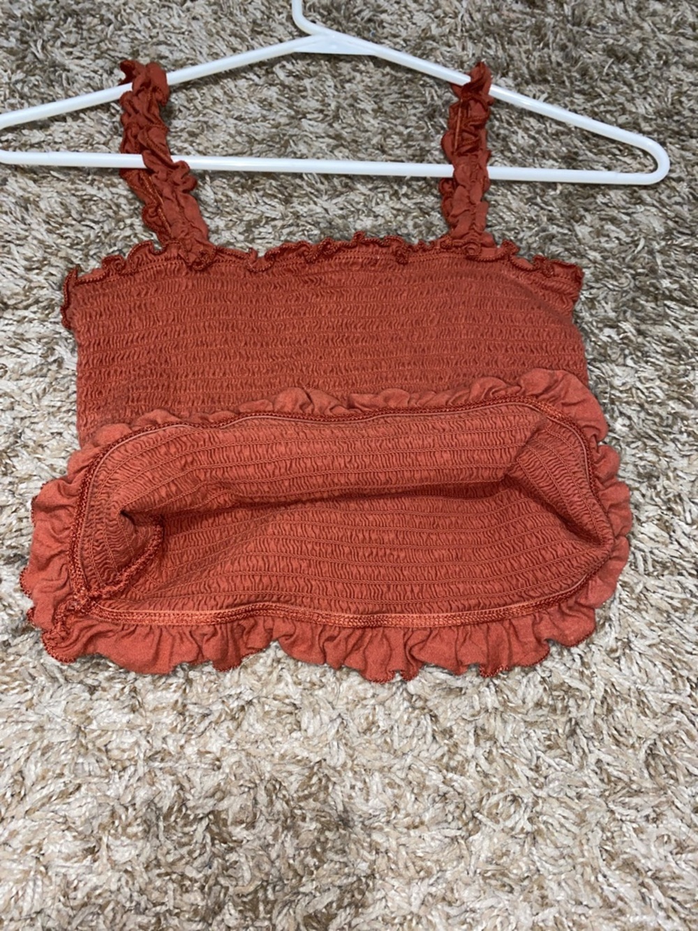 Bozzolo Rust Smocked Ruffle Crop Tank - Picture 4 of 4